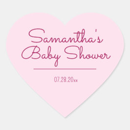 Sweet and Simple Pink Baby Dusche Herz-Aufkleber