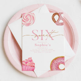 Sweet and Six Birthday Einladung