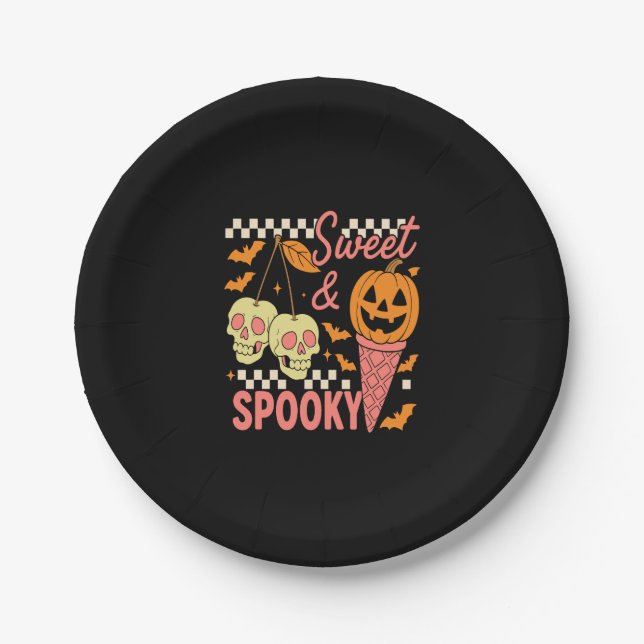 Sweet and Spooky Niedlich Halloween Pappteller (Vorderseite)