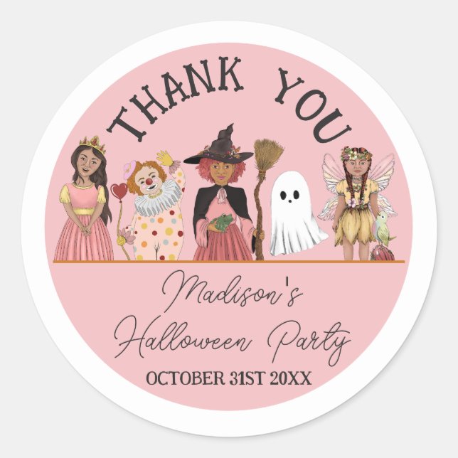 Sweet and Spooky Pink Halloween Kostüm Party Runder Aufkleber (Vorderseite)