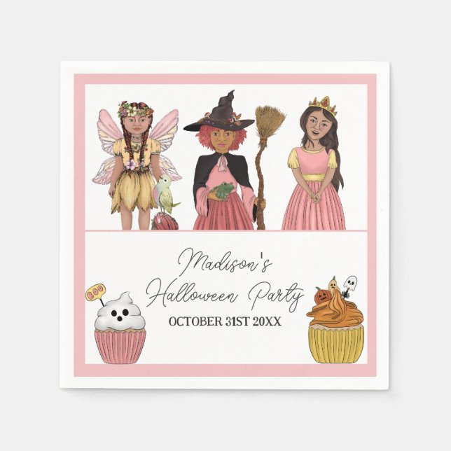 Sweet and Spooky Pink Halloween Kostüm Party Serviette (Vorderseite)