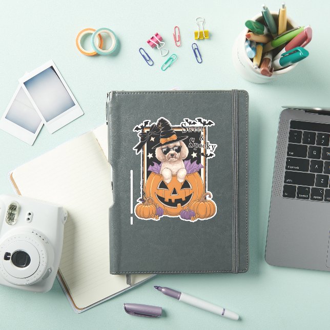 Sweet and Spooky Poodle and Pumpkin Aufkleber (iPad Hülle)