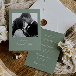 Sweet and Whimsical Sage Green | Hochzeit von Foto Einladung