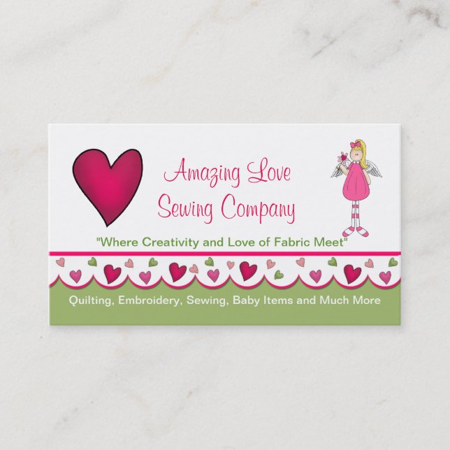 Sweet Angel and Hearts Custom Business Card 2 Visitenkarte (Vorderseite)