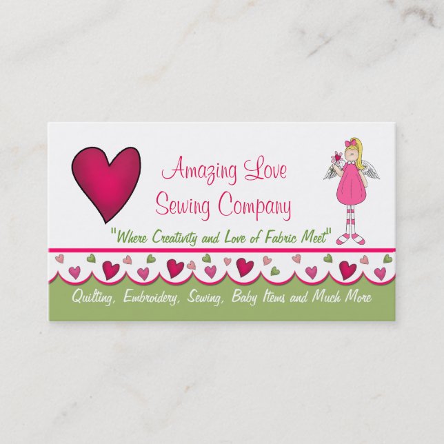 Sweet Angel and Hearts Custom Business Card Visitenkarte (Vorderseite)