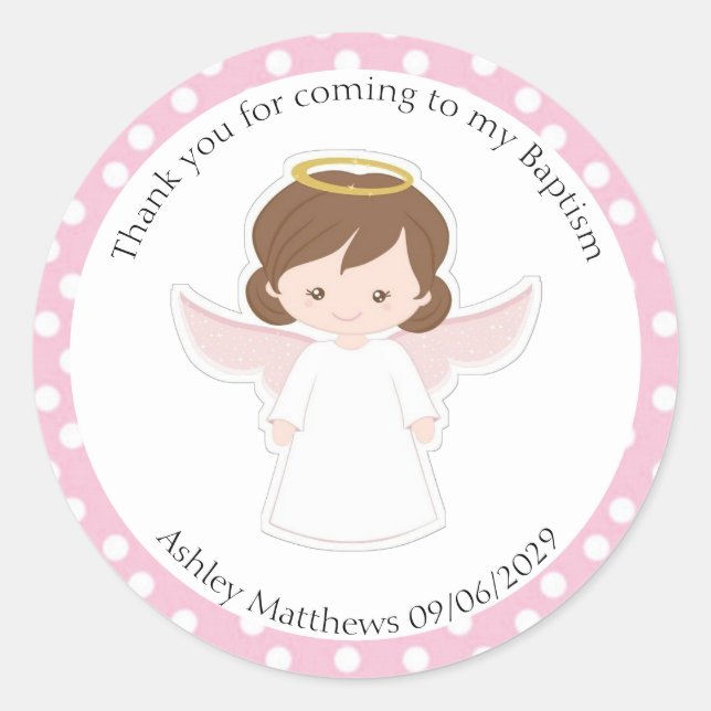Sweet Angel Taufe Erste Kommunion Gastgeschenk C Runder Aufkleber (Vorderseite)