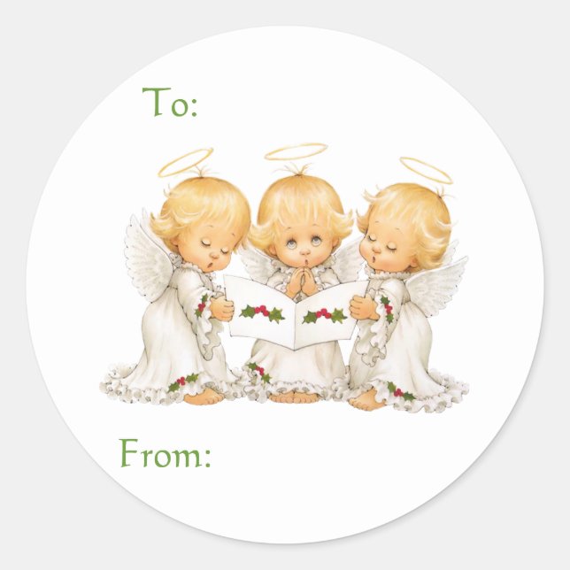 Sweet Angels Weihnachtsgeschenk Runder Aufkleber (Vorderseite)