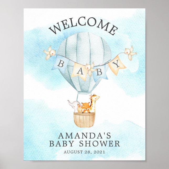 Sweet Animals Hot Air Ballon Willkommensdusche Poster (Vorne)