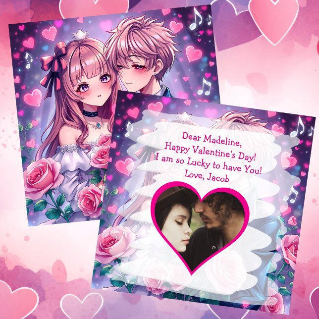Sweet Anime Personalisiert Foto Valentinstag Karte (Von Creator hochgeladen)