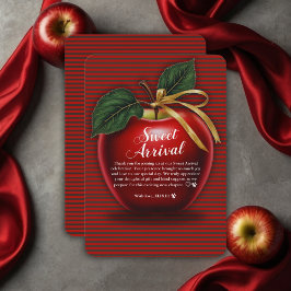 Sweet Ankunft Red Apple Baby Dusche Dankeskarte