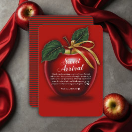 Sweet Ankunft Red Apple Baby Dusche Dankeskarte