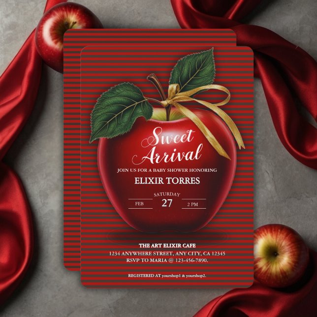Sweet Ankunft Red Apple Baby Dusche Einladung (Von Creator hochgeladen)