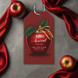 Sweet Ankunft Red Apple Baby Dusche Geschenkanhänger