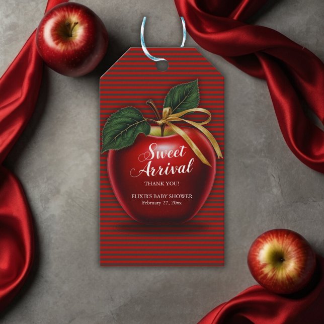 Sweet Ankunft Red Apple Baby Dusche Geschenkanhänger (Von Creator hochgeladen)