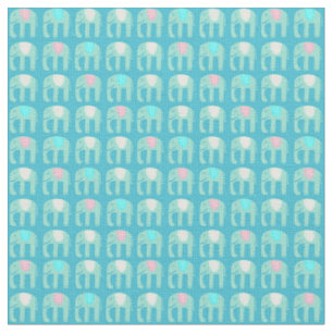 Sweet Aqua Blue Elephants Muster Stoff