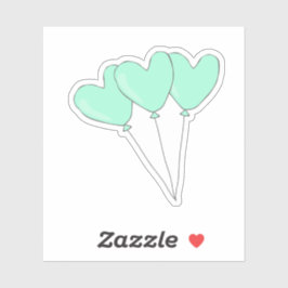 Sweet Aquamarin Heart Shaped Balloons Aufkleber