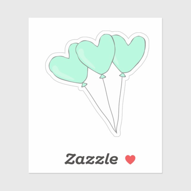 Sweet Aquamarin Heart Shaped Balloons Aufkleber (Blatt)