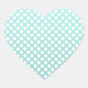 Sweet Aquamarin und White Polka Dots Herz-Aufkleber