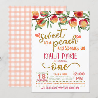 Sweet as a Peach 1st Birthday Einladung - W GG