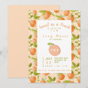 Sweet as a Peach 1st Birthday Invitation