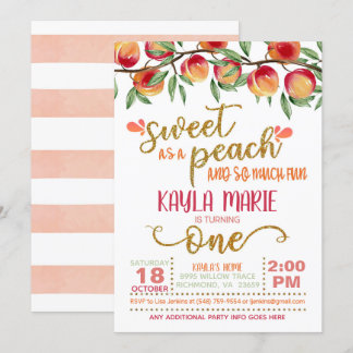 Sweet as a Peach 1st Birthday Invitation - W ST Einladung