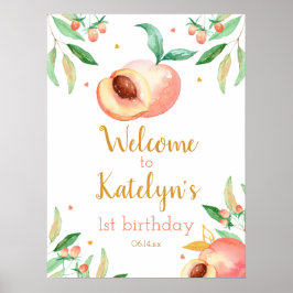 Sweet as a Peach Birthday Party Begrüßungszeichen Poster