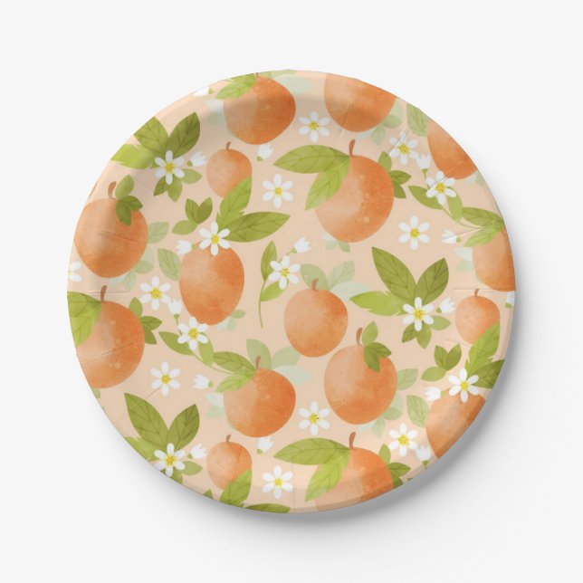Sweet as a Peach Blossom Peachy Pappteller (Vorderseite)