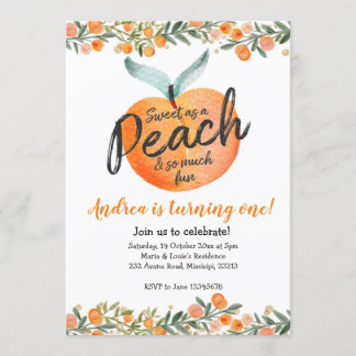 Sweet as a Peach First Birthday Einladung