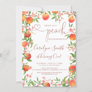 Sweet As A Peach First Birthday Invitation