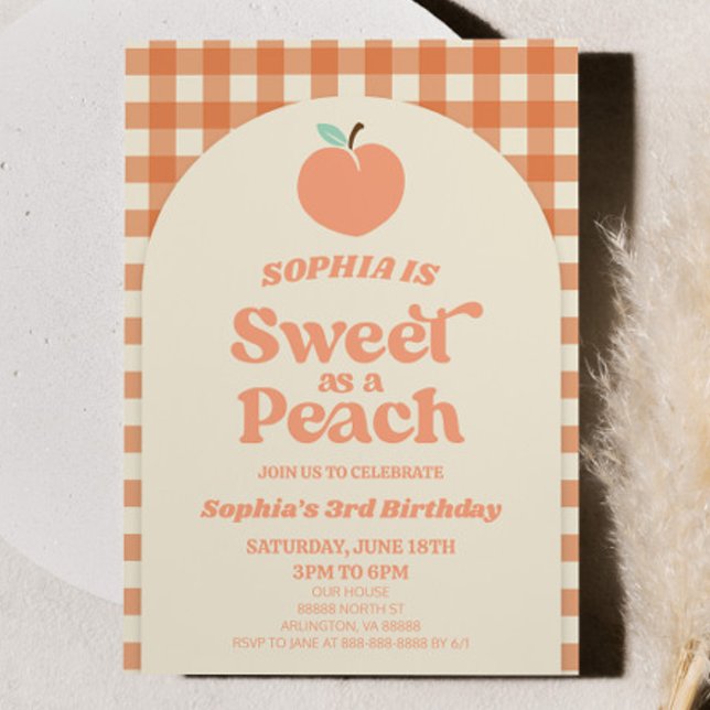 Sweet As A Peach Fruit Orange Pink Birthday Party Einladung (Von Creator hochgeladen)