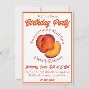 Sweet as a Peach Sechzehn 16 Sechzehnten Geburtsta Einladung