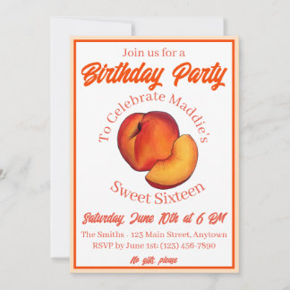 Sweet as a Peach Sechzehn 16 Sechzehnten Geburtsta Einladung