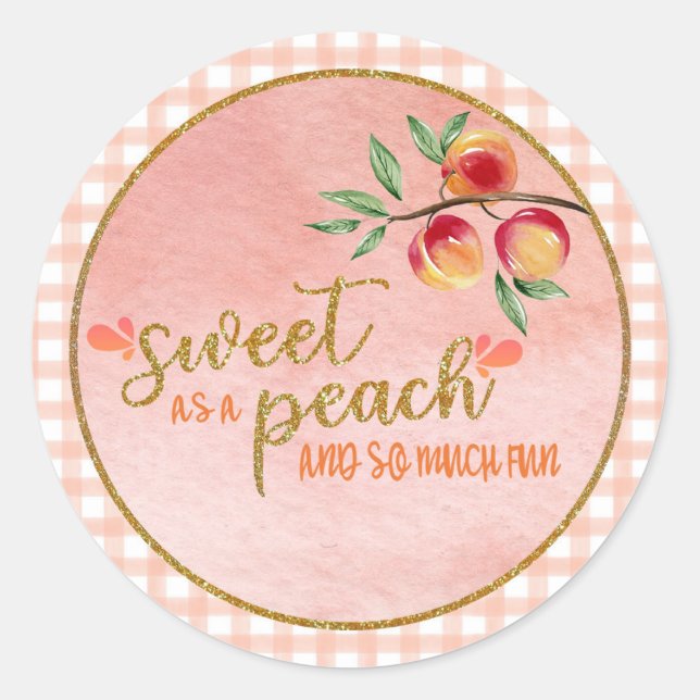 Sweet as a Peach Sticker - Gingham Pink (Vorderseite)