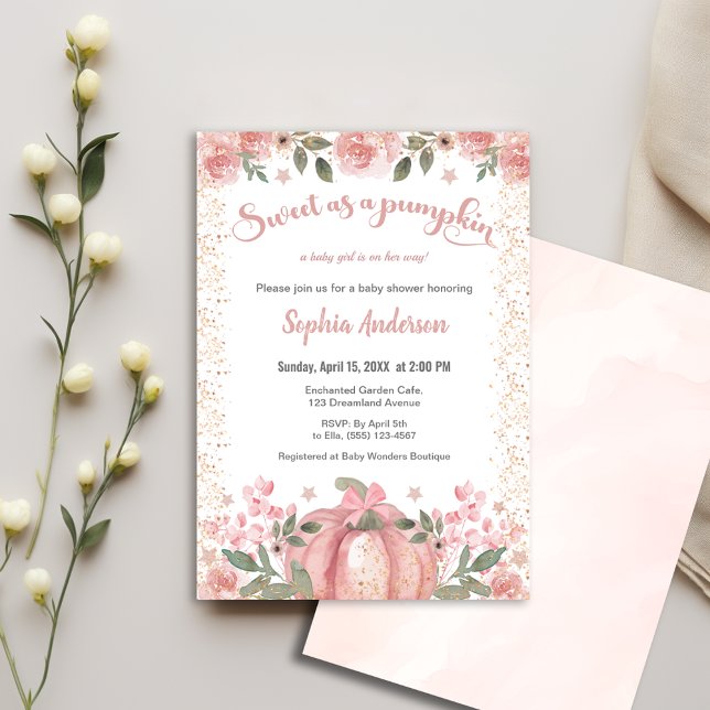 Sweet as a Pumpkin Floral Girl Shower Einladung (Von Creator hochgeladen)