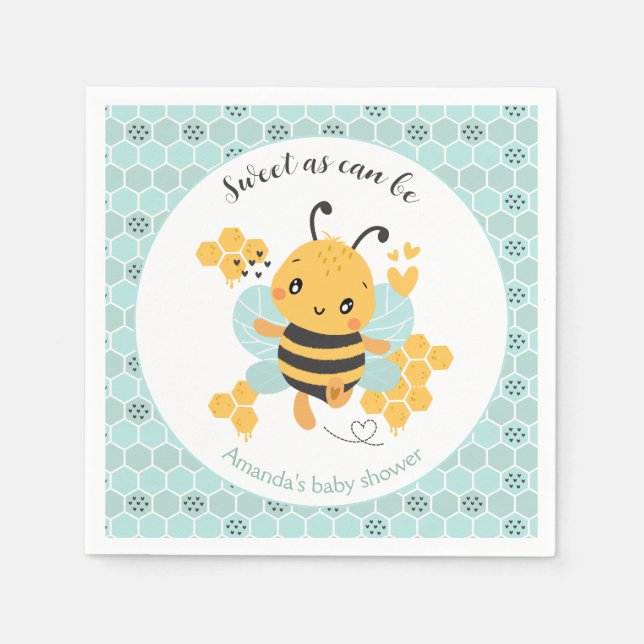 Sweet as Can Bee Baby Boy Baby Shower Serviette (Vorderseite)
