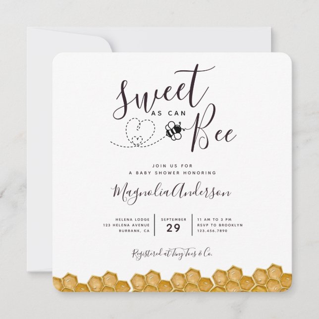 Sweet as Can Bee Baby Dusche Einladung (Vorderseite)