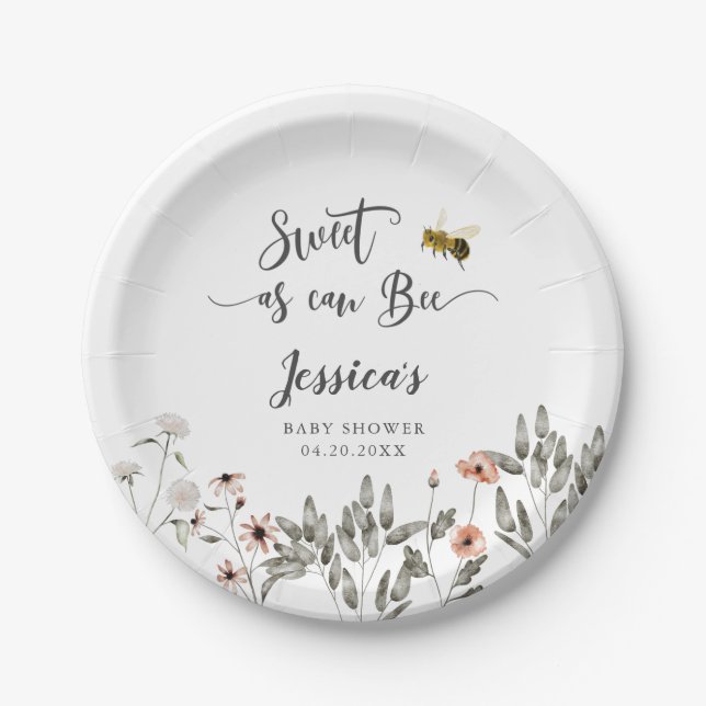 Sweet as Can Bee Baby Dusche Pappteller (Vorderseite)