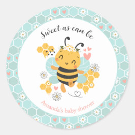 Sweet as Can Bee Baby Girl Shower Runder Aufkleber