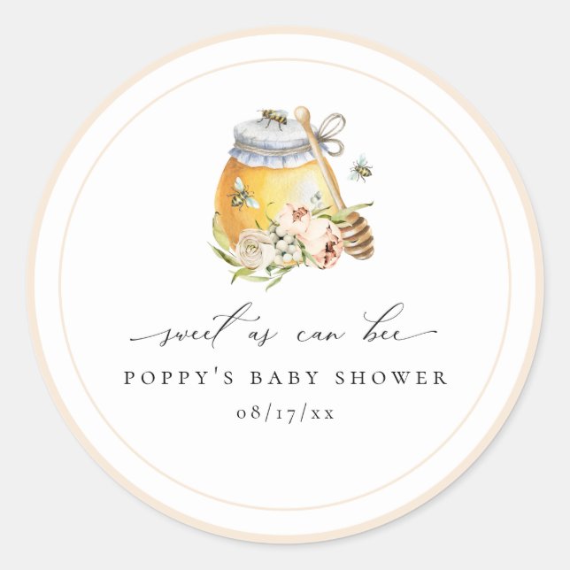 Sweet as can bee Baby Shower Classic Round Sticker (Vorderseite)