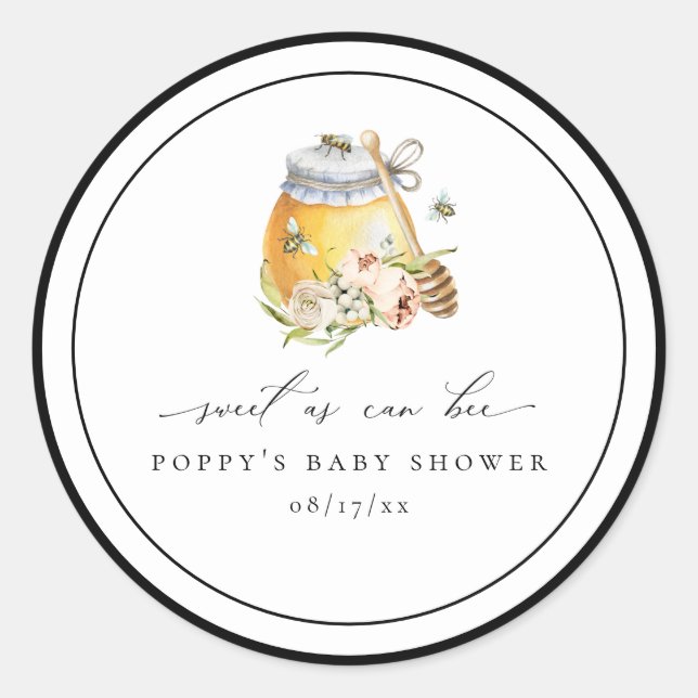 Sweet as can bee Baby Shower Classic Round Sticker (Vorderseite)