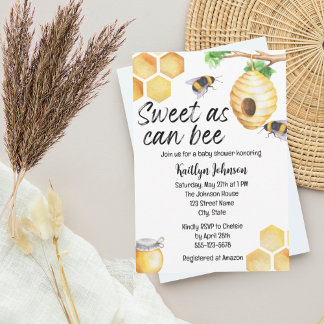 Sweet as can Bee Baby Shower Einladung