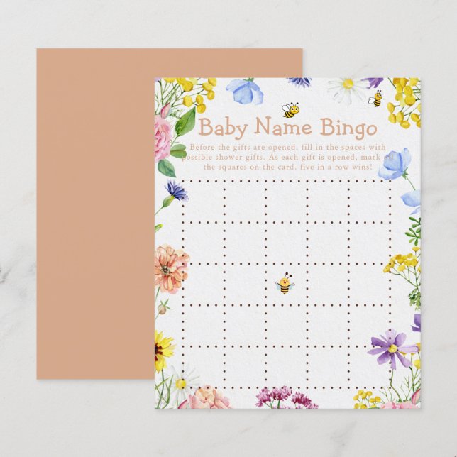 Sweet as Can Bee Baby Shower Game Bingo (Vorne/Hinten)