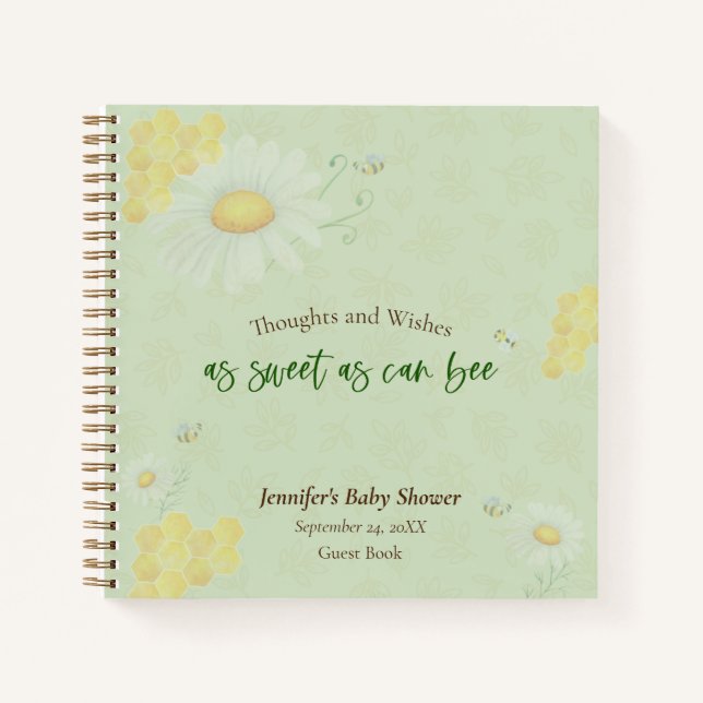 Sweet as Can Bee Baby Shower Gästebuch Notizbuch (Vorderseite)