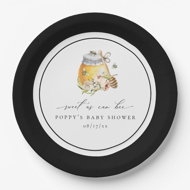 Sweet as can bee Baby Shower Paper Plate Pappteller (Vorderseite)