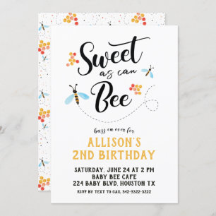 Sweet as can Bee Birthday Invitation