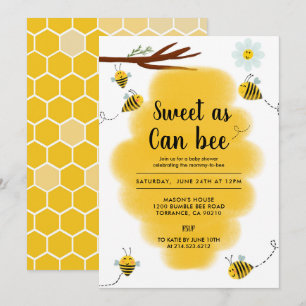 Sweet as Can Bee Bumble Bee Baby Dusche Einladung
