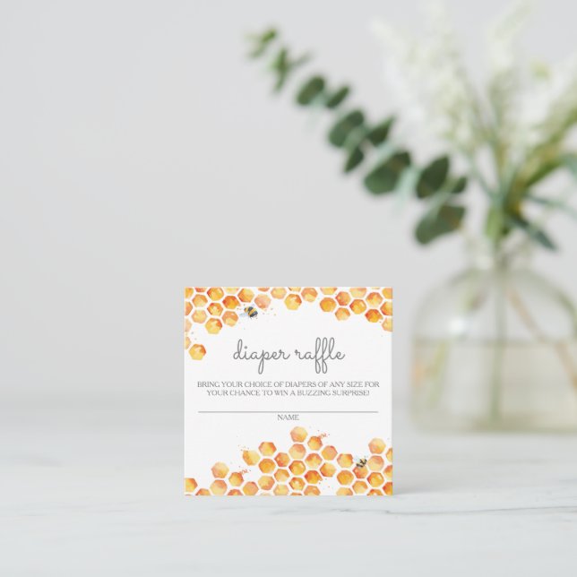 Sweet as Can Bee Diaper Raffle Game Card Quadratische Visitenkarte (Stehend Vorderseite)