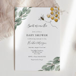 Sweet as can Bee Eucalyptus Baby Shower Einladung<br><div class="desc">Bienenbetten-Babydusche zur Ehrung der Mami zu sein! Das Design umfasst Gelb- und Goldwaben und Eukalyptus mit Bienenillustrierung. Personalisieren Sie Ihre Daten oder klicken Sie auf "Weitere Anpassungen vornehmen",  um Schriftart Stile,  Größe und Farben zu bearbeiten.</div>