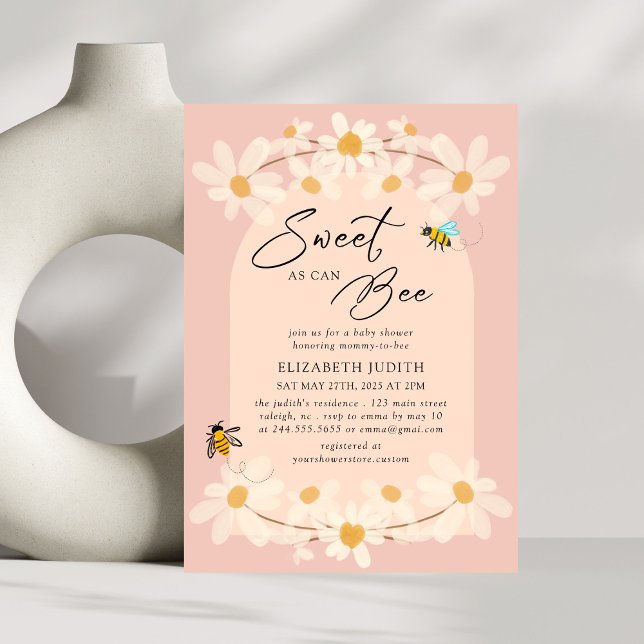 Sweet as can Bee Floral Daisy Baby Shower Einladung (Von Creator hochgeladen)