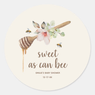 Sweet as Can bee Floral Honey Wand Babydusche Runder Aufkleber